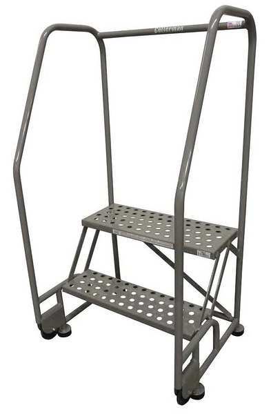 Cotterman 50 in H Steel Tilt and Roll Ladder, 2 Steps, 450 lb Load Capacity 2TR18A6E20B8C1P6