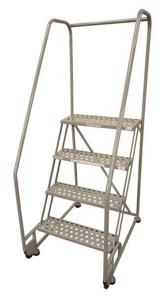 Cotterman 70 in H Steel Tilt and Roll Ladder, 4 Steps, 450 lb Load Capacity 4TR18A6E20B8C1P6