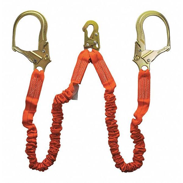 Guardian Equipment Internal Shock Lanyard, 4.5 ft.-6 ft., Org 01298