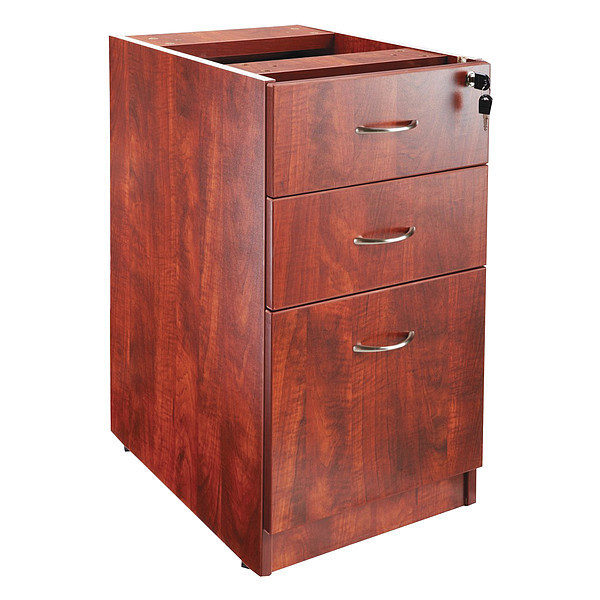 Lorell 15-1/2" W 3 Drawer Lorell Contemporary Furniture, Laminate, Cherry (Cabinet), Silver (Handle) LLR69604
