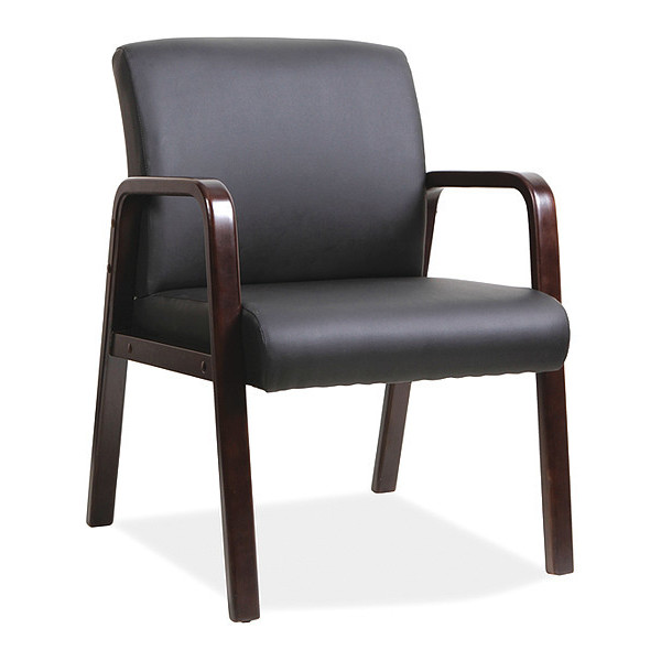 Lorell BlackGuest Chair, 25.6"L33.3"H, Fixed, LeatherSeat LLR40201