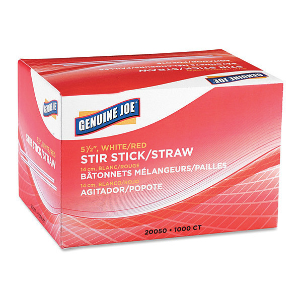 Genuine Joe Plastic Stir Stick/Straws, 5-1/2", PK40000 GJO20050CT