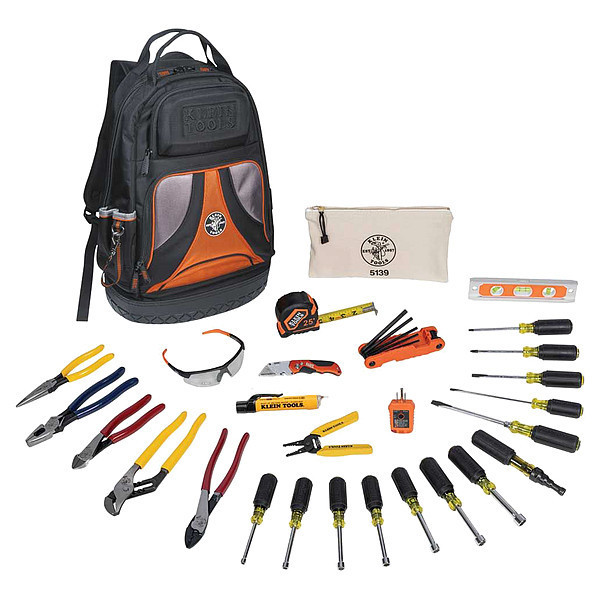Klein Tools 28 pc Tool Kit, Includes Pliers, Screwdrivers, Keys, Wrenches, and a Bag 80028