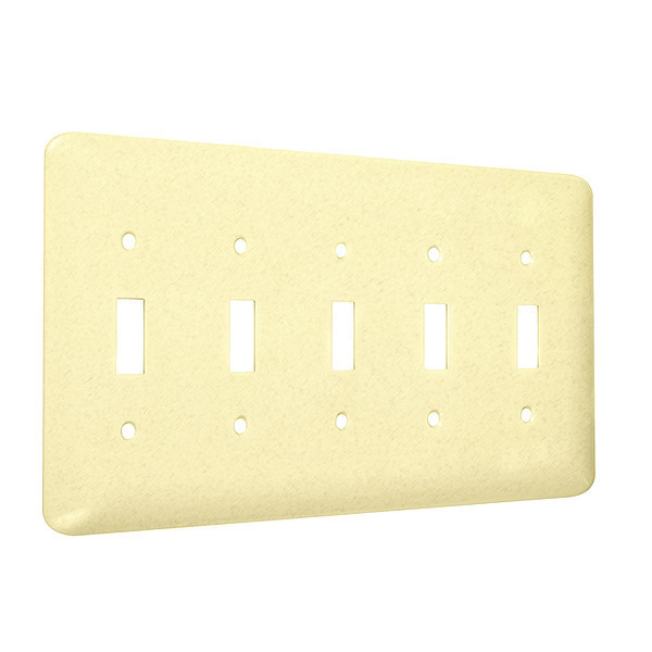 Taymac 5-Toggle Maxi Wall Plates, Number of Gangs: 5 Metal, Textured Finish, Ivory WRTI-5T