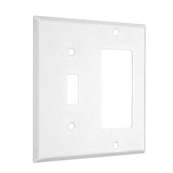 Taymac Toggle/Decorator Standard Wall Plates, Number of Gangs: 2 Metal, Textured Finish, White WTW-TR