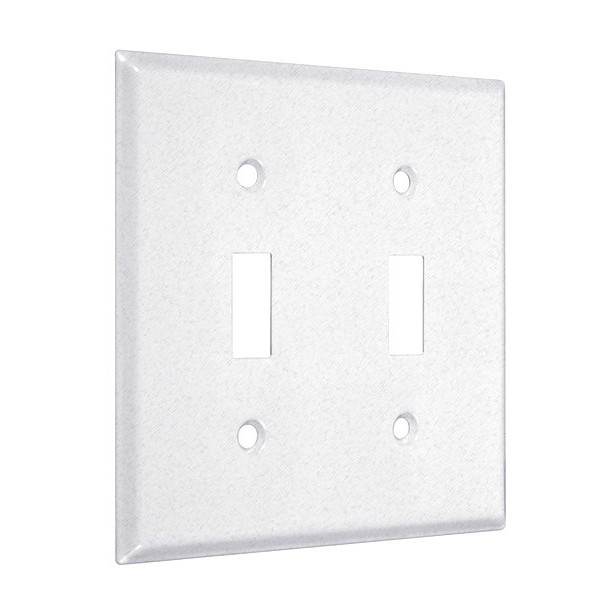 Taymac 2-Toggle Standard Wall Plates, Number of Gangs: 2 Metal, Textured Finish, White WTW-TT