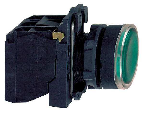 Schneider Electric Illuminated Pushbutton, 22 mm, 1NO/1NC, Round, Green XB5AW33B5