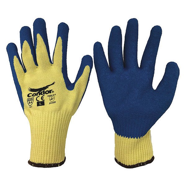 Condor Cut Resistant Coated Gloves, A4 Cut Level, Natural Rubber Latex, 2XL, 1 PR 21AH62