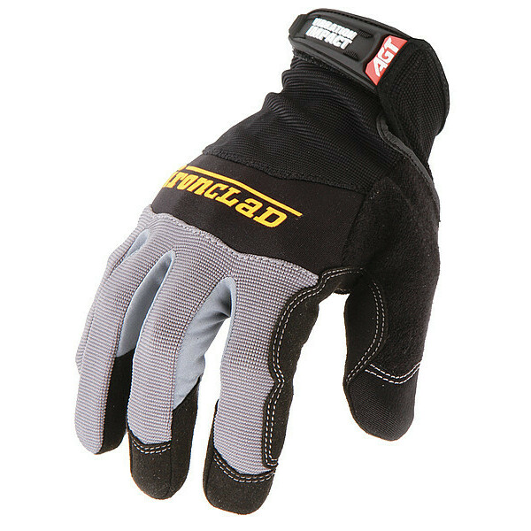 Ironclad Performance Wear Vibration Impact Gloves, Synthetic Suede Palm With Gel Pads, Black/Gray, Size Large, 1 Pair WWI2-04-L