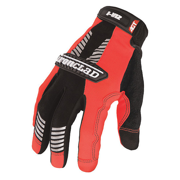 Ironclad Performance Wear Hi-Vis Mechanics Gloves, L, Orange, Ribbed Nylon/Spandex IVO2-04-L