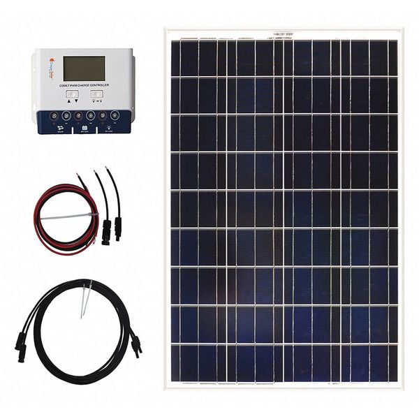 Grape Solar Polycrystalline Solar Panel Kit, 100 W, 18V DC, 5.23 A, 36 Cells, 4mm PVC GS-100-KIT