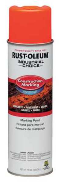 Rust-Oleum Construction Marking Paint, 15 oz., Fluorescent Red/Orange, Water -Based 264699
