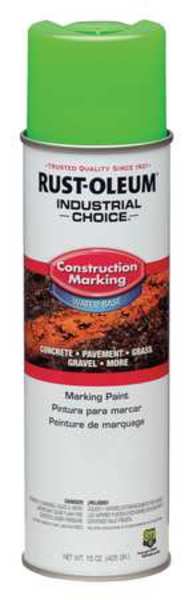 Rust-Oleum Construction Marking Paint, 17 oz., Fluorescent Green, Water -Based 264700