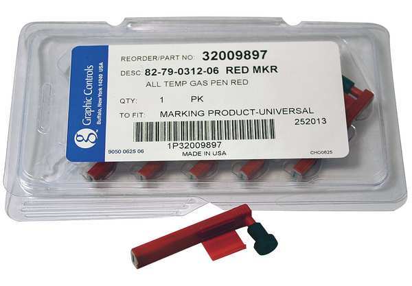 Graphic Controls Chart Recorder Pen, Red, 0.537 In Bold, PK6 82-79-0312-06 - RED DIFFERENTIAL PENS