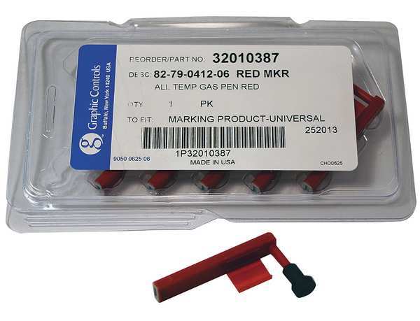 Graphic Controls Chart Recorder Pen, Red, 0.800 In Bold, PK6 82-79-0412-06 - RED DIFFERENTIAL PENS