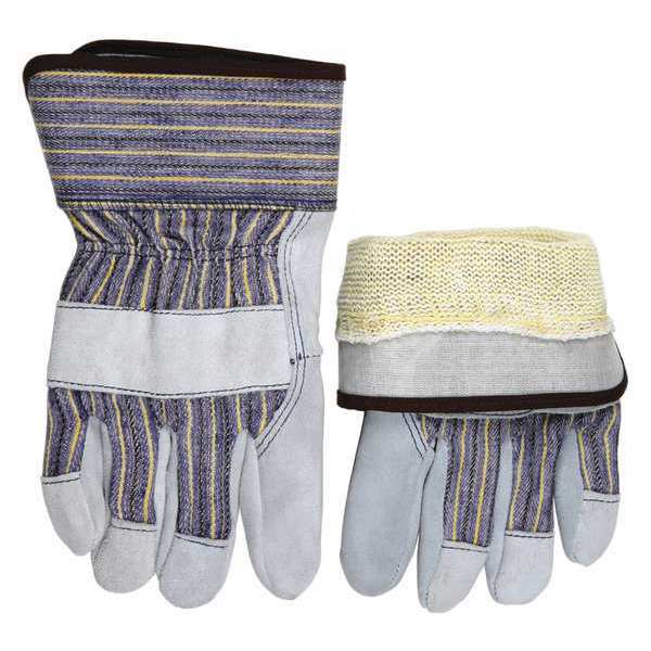 Mcr Safety Leather Gloves, Cowhide Palm, L, PR 1400KL
