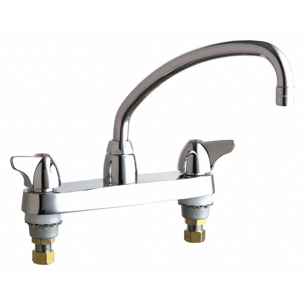 Chicago Faucet Manual 8" Mount, Hot And Cold Water Sink Faucet, Chrome plated 1100-L9E35ABCP