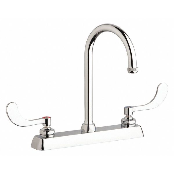 Chicago Faucet Dual-Handle 8" Mount, Hot And Cold Water Washboard Sink Faucet, Chrome plated W8D-GN2AE1-317ABCP