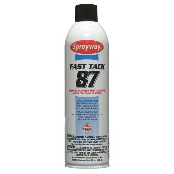 Sprayway Spray Adhesive, Fast Tack 87 Series, White, 20 oz, Aerosol Can SW087