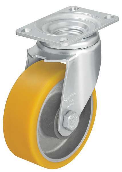 Zoro Select Swivel Plate Caster, Poly, 5 in., 400 lb., Ylw L-ALTH 125K-12
