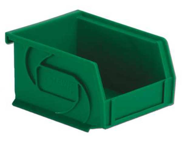 Lewisbins 15 lb Hang & Stack Storage Bin, Plastic, 4 1/8 in W, 3 in H, Green, 5 3/8 in L PB54-3 Green