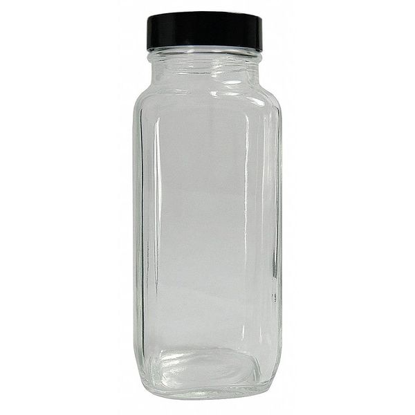 Qorpak Bottle, Wide Mouth, 4 Oz, Square, Glass, PK24 GLC-01316