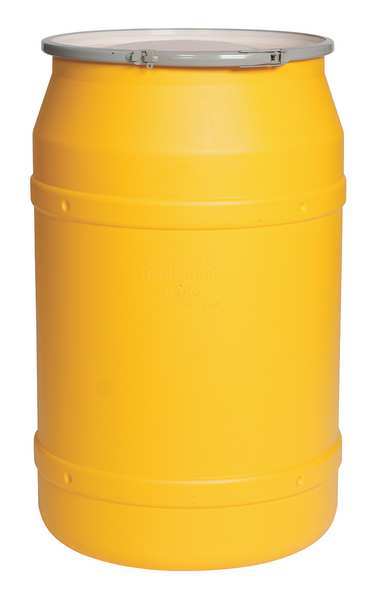 Eagle Mfg Open Head Transport Drum, Polyethylene, 57.5 gal, Unlined, Yellow 1656M