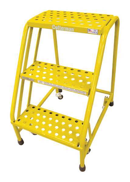 Cotterman Rolling Ladder, Steel, 30"H., Yellow, Base Depth: 27" 1003N1820A3E10B3C2P1