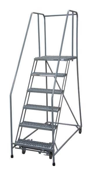 Cotterman 90 in H Steel Rolling Ladder, 6 Steps, 450 lb Load Capacity 1006R2630A1E20B4AC1P6