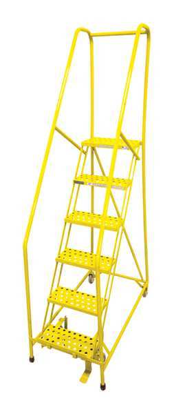 Cotterman 90 in H Steel Rolling Ladder, 6 Steps, 450 lb Load Capacity 1006R1824A6E10B4C2P6
