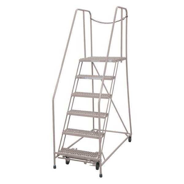 Cotterman 90 in H Steel Rolling Ladder, 6 Steps, 450 lb Load Capacity 1006R2630A6E20B4D3C1P6