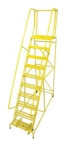 Cotterman 130 in H Steel Rolling Ladder, 10 Steps, 450 lb Load Capacity 1510R2632A3E10B4W4C2P6