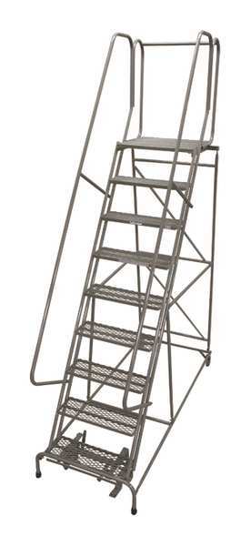 Cotterman 120 in H Steel Rolling Ladder, 9 Steps, 450 lb Load Capacity 1009R2632A6E20B4AC1P6