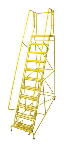 Cotterman 140 in H Steel Rolling Ladder, 11 Steps, 450 lb Load Capacity 1511R2632A3E30B4W4C2P6