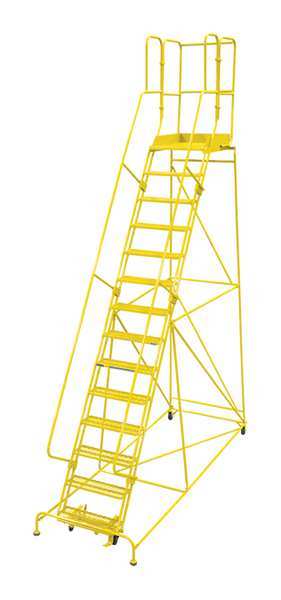 Cotterman 182 in H Steel Rolling Ladder, 14 Steps, 450 lb Load Capacity 1514R2642A1E20B4W4C2P3