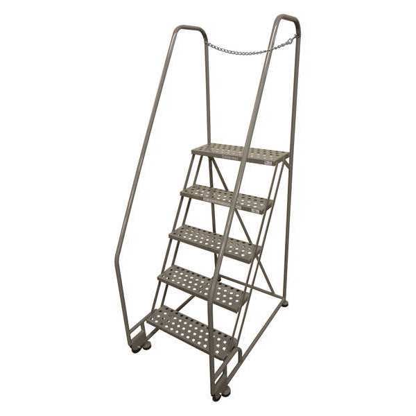 Cotterman 80 in H Steel Tilt and Roll Ladder, 5 Steps, 450 lb Load Capacity 5TR26A1E10B8D3C1P6