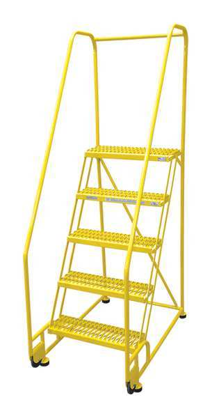 Cotterman 80 in H Steel Tilt and Roll Ladder, 5 Steps, 450 lb Load Capacity 5TR18A3E10B8C2P6