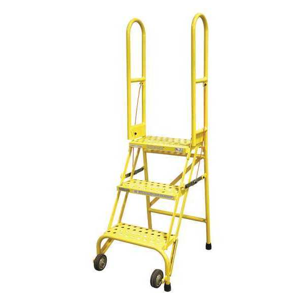 Cotterman 60 in H Steel Rolling Ladder, 3 Steps, 350 lb Load Capacity SAS3A6E10B8C2P6