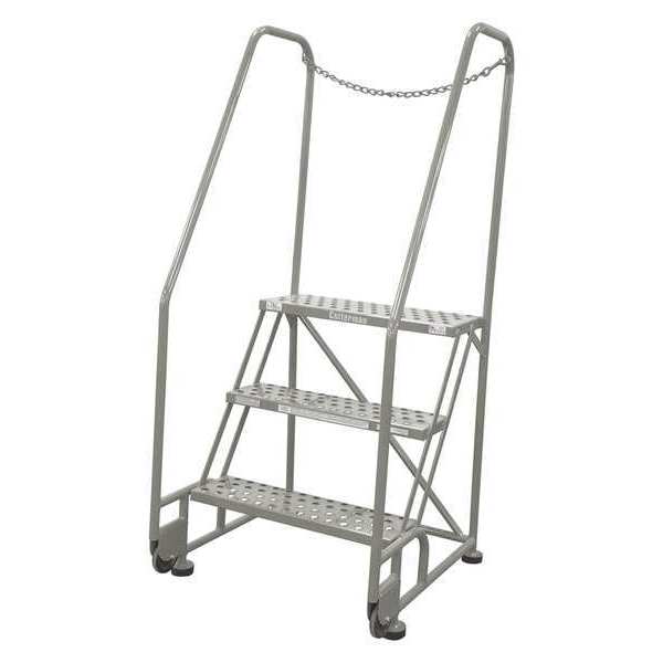 Cotterman 60 in H Steel Tilt and Roll Ladder, 3 Steps, 350 lb Load Capacity 3STR26A1E20B8D3C1P6