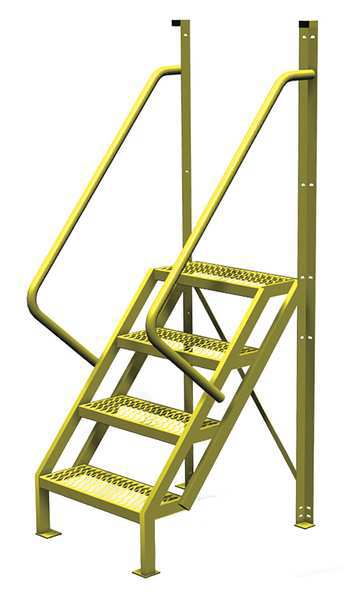 Tri-Arc 92 in Ladder, Steel, 4 Steps, Yellow Powder Coated Finish, 1,000 lb Load Capacity UCL5004242