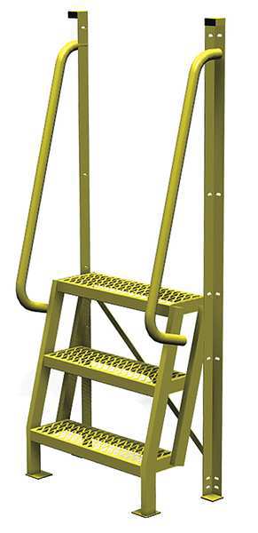 Tri-Arc 82 in Ladder, Steel, 3 Steps, Yellow Powder Coated Finish, 1,000 lb Load Capacity UCL7503242