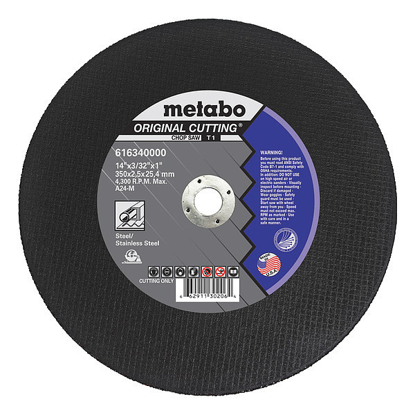 Metabo CutOff Wheel, T1, A24M, 14"X3/32"X1" 616340000