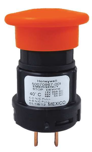 Honeywell Micro Switch Emergency Stop Push Button, 22 mm, 1NO/1NC, Red 50070974-002-01