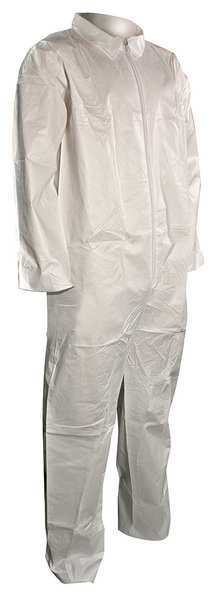 Cellucap Collared Disposable Coveralls, XL, 25 PK, White, Microporous Film Laminate, Zipper 5702X