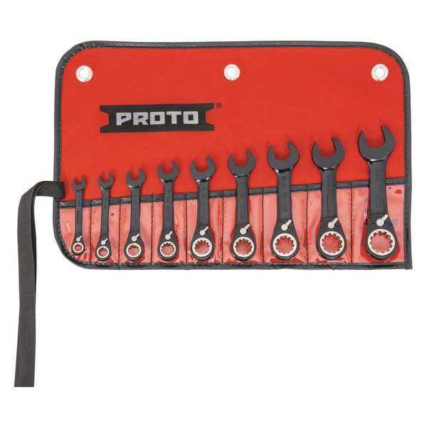 Proto Stubby Ratcheting Wrench Set, Combination JSCVS-9S