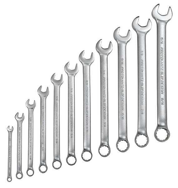 Proto Combination Wrench Set, SAE, 11 pcs. J1200GASD11