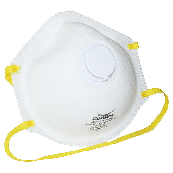 Condor N95 Disposable Respirator w/ Valve, Universal, White, PK10 22EL80