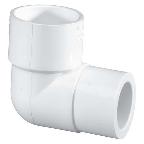 Zoro Select PVC Reducing Elbow, Socket x Socket, 1 in x 1/2 in Pipe Size 406130