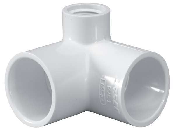 Zoro Select PVC Elbow, 90 Degrees, Side Outlet, Socket x Socket x FNPT, 1/2 in Pipe Size 414005