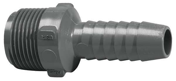 Zoro Select PVC Reducing Male Adapter, MNPT x Insert, 2 in x 1 1/2 in Pipe Size 1436251